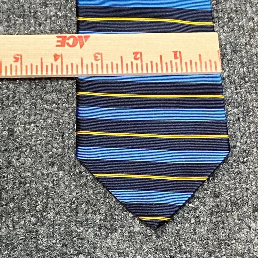 Brooks Brothers Makers Striped Necktie 100% Silk Made in USA Blue Yellow Vintage